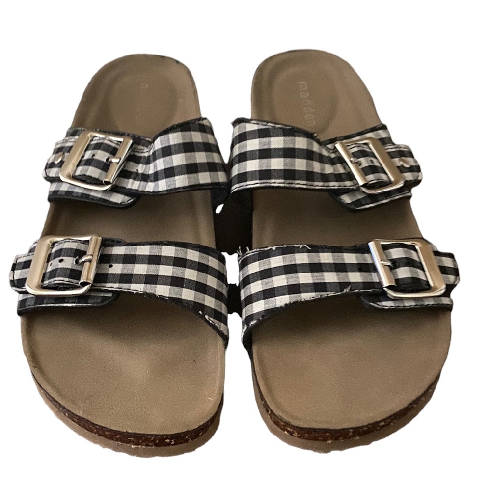 Madden girl sandals, size 6 in black & white gingham.